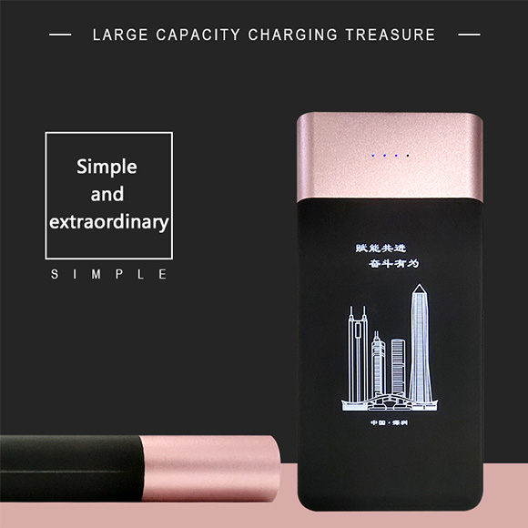 2020 newest type c fast charge Shaking or touching LED light on 10000mAh power bank LWS-001